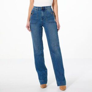 DG2 Diane Gilman Virtual Stretch Tab Pocket Trouser Jean Size 22PW Midtone Blue